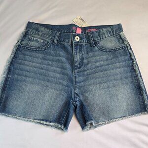 THE CHILDREN'S PLACE Girls' Denim Skimmer Shorts Sz 14 Blue- Ruby Frayed Seam